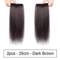 Seamless Forehead Wiglet Topper Synthetic 2pcs Clip in Bangs Extension Straight Topettes for Women With Thinning Hair (25cm Dark Brown)