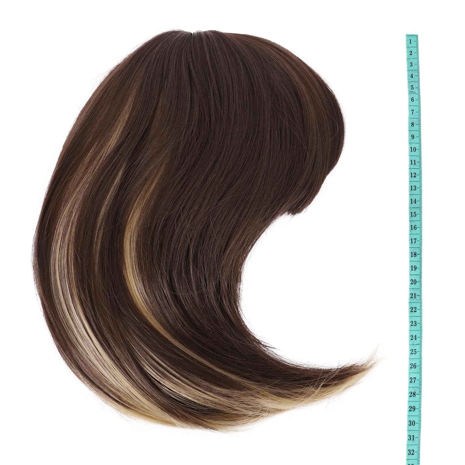 12 Inch /30 cm Fashion Lady Short Straight Synthetic Flat Bangs Bob Wig (Brown Mixed Blonde)
